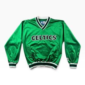 Vintage 90s Starter Boston Celtics Satin Pullover Jacket Youth M NBA Green